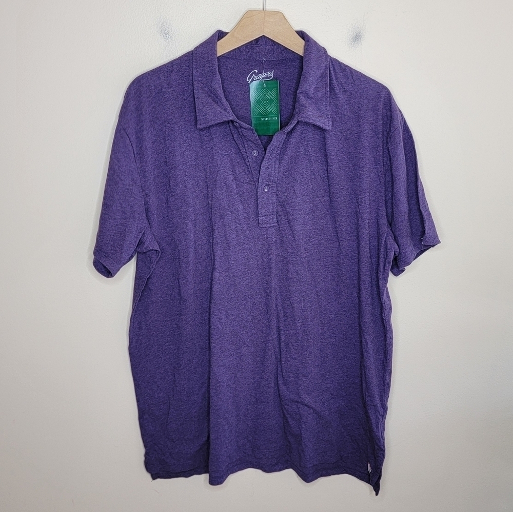 NWT Stitch Fix Grayers | Noam Jersey Polo Shirt in Purple Size XL 100% Cotton